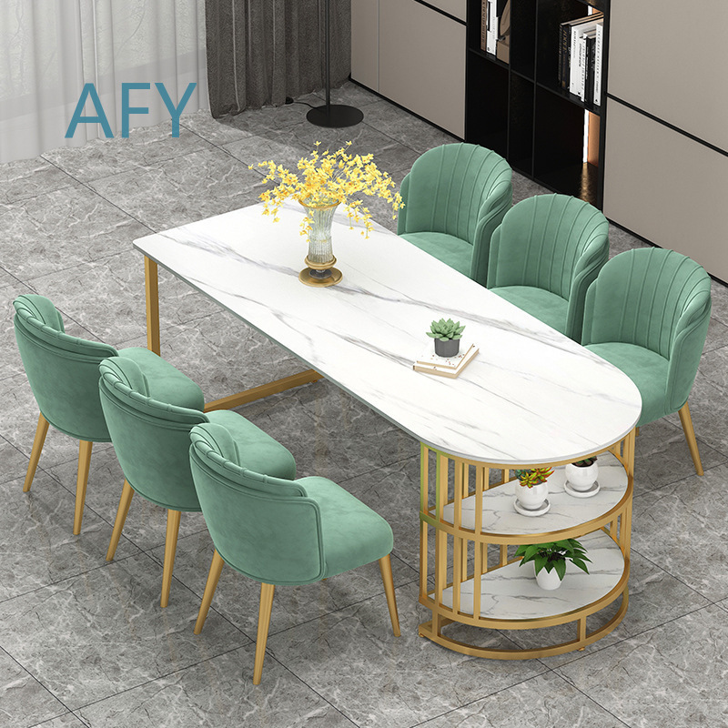 Home Office Ikea - Rectangular Marble Slab Dining Table and