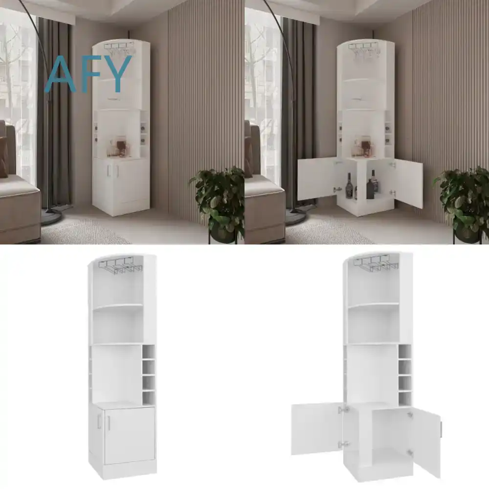 Home Office Ikea - White Corner Bar Cabinet with Wine