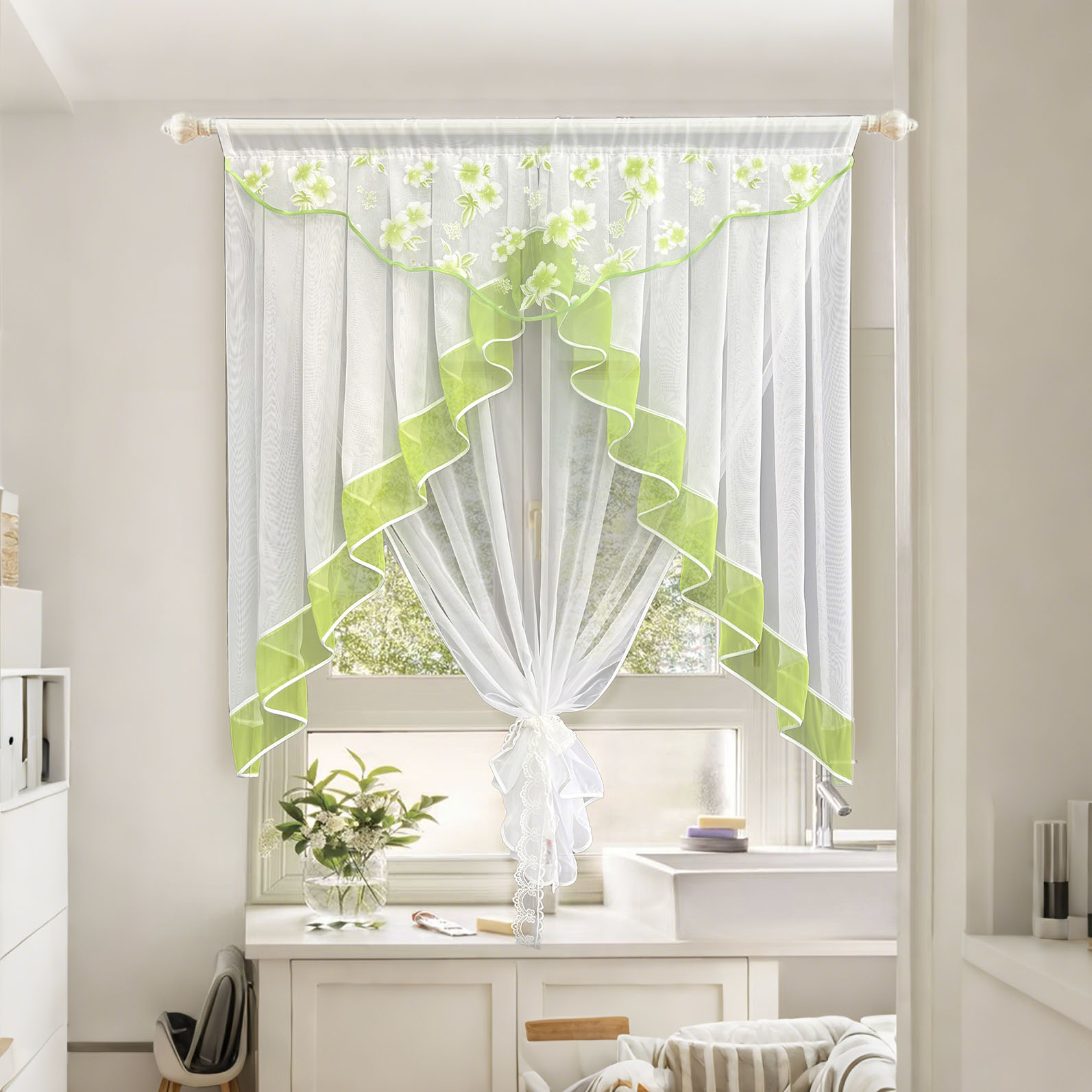 Blossom Print Sheer Curtains S - Home Office Romance 评论和价格