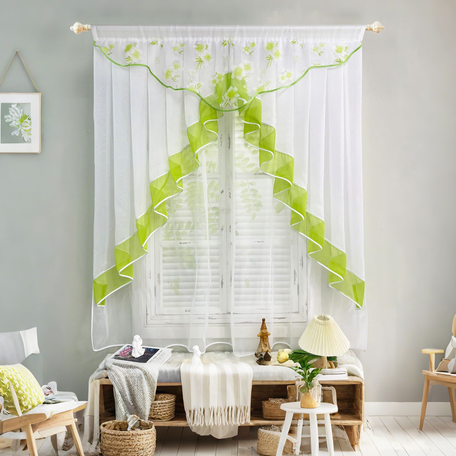 Blossom Print Sheer Curtains S - Home Office Romance 评论和价格