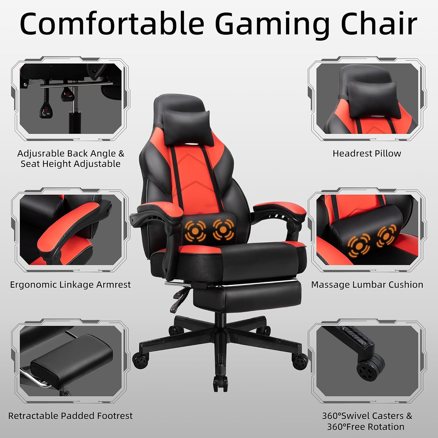 Gaming Chair with Footrest, Ma - Home Office Ergonomics 评论和价格