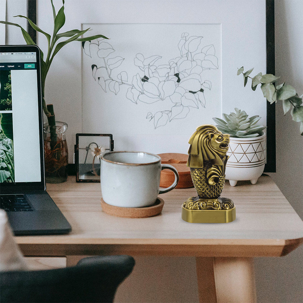 2Pcs Sturdy Metal Merlion Stat - Home Office Singapore 评论和价格