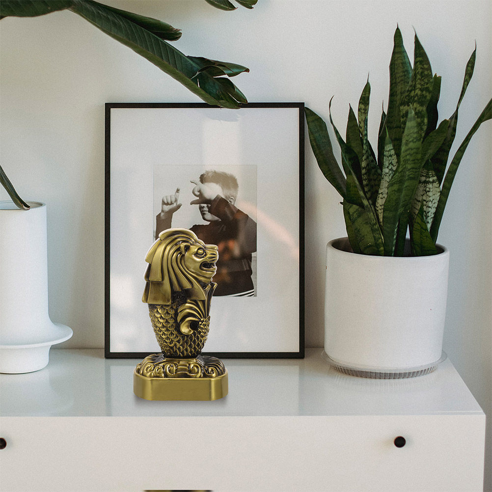 2Pcs Sturdy Metal Merlion Stat - Home Office Singapore 评论和价格