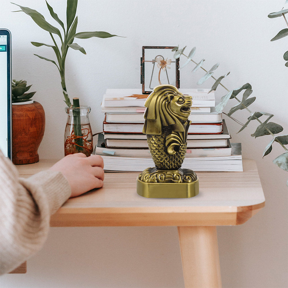 2Pcs Sturdy Metal Merlion Stat - Home Office Singapore 评论和价格