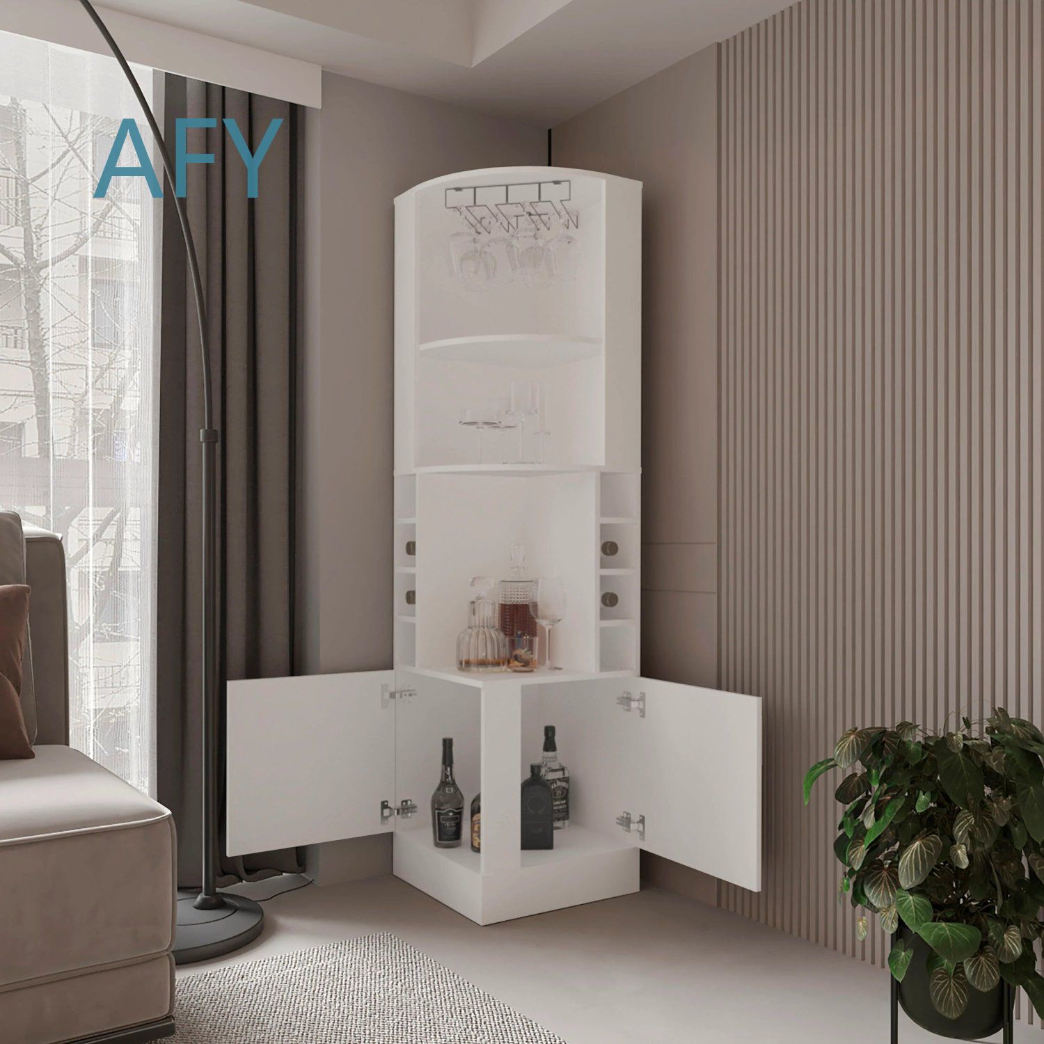 White Corner Bar Cabinet with  - Home Office Ikea 评论和价格